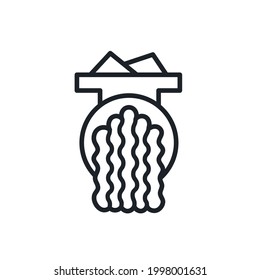 Mince icon. Mincemeat, forcemeat, minced meat illustration. Vector isolated linear icon contour shape outline. Thin line. Modern glyph design. Meat products. Food ingredients