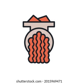 Mince icon. Mincemeat, forcemeat, minced meat illustration. Vector isolated linear color icon contour shape outline. Thin line. Modern glyph design. Meat products. Food ingredients