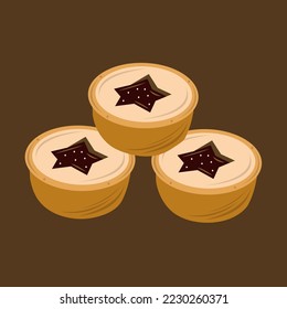 Mince pies flat vector illustration. Cute mini mince pies cartoon vector illustration for graphic design and decorative element