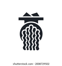 Mince silhouette. Mincemeat, forcemeat, minced meat silhouette. Black isolated silhouettes. Fill solid icon. Modern glyph design. Vector illustration. Meat products. Food ingredients