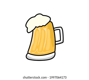 Minced beer. Beer illustration. glass with beer
