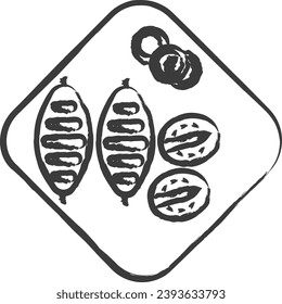 Minced Lula kebab grill hand drawn vector illustration