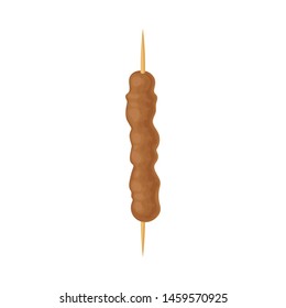 Minced meat roasted on a skewer. Vector illustration on white background.