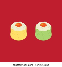 Minced meat with salted egg yolk dumpling. Vector