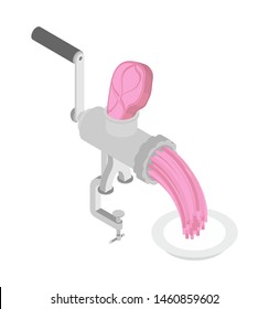 Mincer and minced meat isolated. Vector meat-chopper