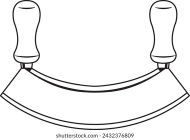 Mincing Knife Mezzaluna - Kitchen Knife Illustration in Vector