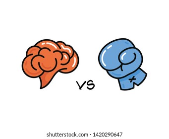 Mind against force vector illustration, creative concept.