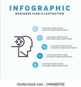 Mind, Autism, Disorder, Head Line icon with 5 steps presentation infographics Background