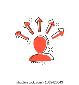 Mind awareness icon in comic style. Idea human vector cartoon illustration on white isolated background. Customer brain business concept splash effect.