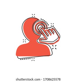 Mind awareness icon in comic style. Idea human cartoon vector illustration on isolated background. Customer brain splash effect business concept.