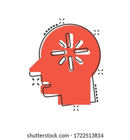 Mind awareness icon in comic style. Idea human cartoon vector illustration on white isolated background. Customer brain splash effect business concept.
