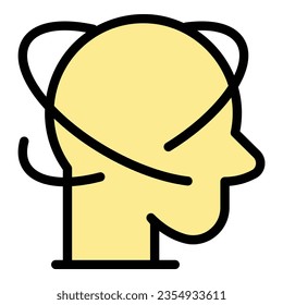 Vector de contorno de icono de balance de mente. Salud. Beneficios mentales color plano