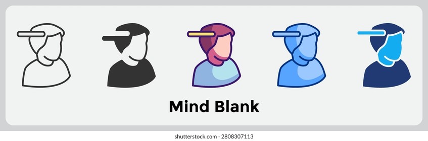 Mind Blank icon for illustrating cognitive shutdown systems, loss of thought clarity, and temporary mental emptiness. Line, Filled, Color, Blue, Dualtone style.