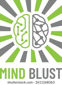 Mind Blast Logo. Brain Technology Logo. Brain tech logo