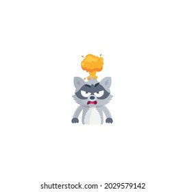 Mind Blown Racoon Sticker Icon Isolated On White Background