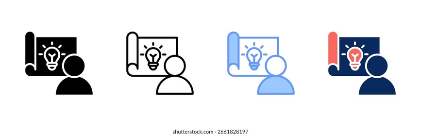 Mind Blueprint icon set multiple style collection