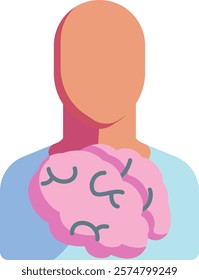 Mind body connection Icon - Flat Color Style - Neuroscience Theme