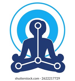 Mind Body Connection icon represented by meditation pose Dualtone style.