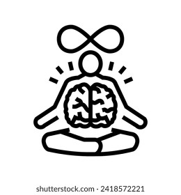 mind body connection neuroscience neurology line icon vector. mind body connection neuroscience neurology sign. isolated contour symbol black illustration