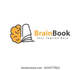 Mind brain book idea logo icon symbol design template illustration inspiration