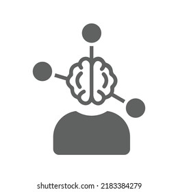 Mind, brain, brainpower icon. Gray vector graphics.