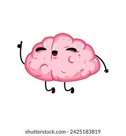 mind brain character cartoon. smhappy cute, idea mascot, comic sticker mind brain character sign. isolated symbol vector illustration