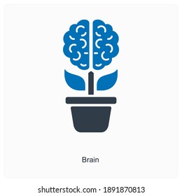 Mind and brain icon concept