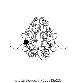 Mind Brain line illustration template