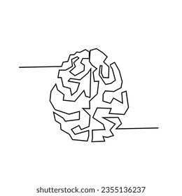 Mind Brain line illustration template