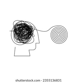 Mind Brain line illustration template