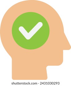 Mind Brain Think Icon Vector Flat Illustration