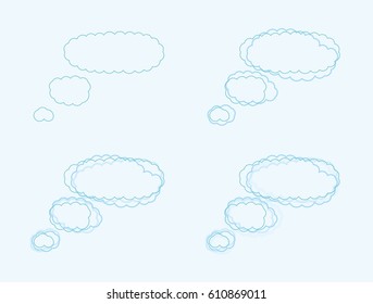 Mind bubbles in the form of clouds with different intonations