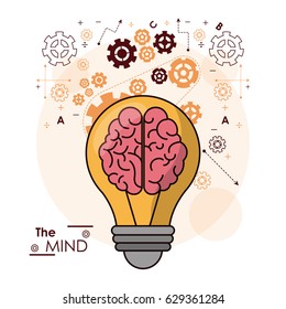 El cerebro de la bombilla mental engrana el diseño de inteligencia de ideas