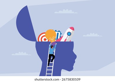 Mind and Business Growth 2d flat vector illustration