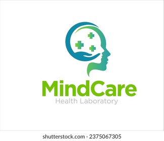 mind care logo with hand and cross or pulse figure