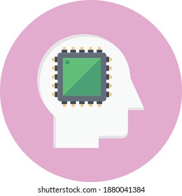 mind chip vector flat colour icon