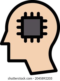mind chip vector line colour icon