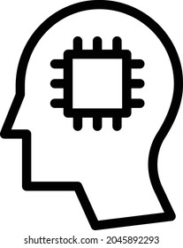 mind chip vector thin line icon