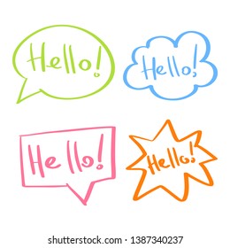 Mind cloud quote set. Different shapes. Hello, hi