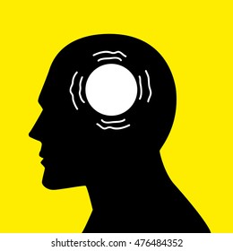 Mind concept graphic, trembling circle icon analogy for parkinson's disease