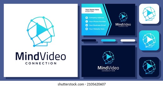 Mind Connect Technology Head Brain Connection Human Innovation Vector Logo Design with Business Card