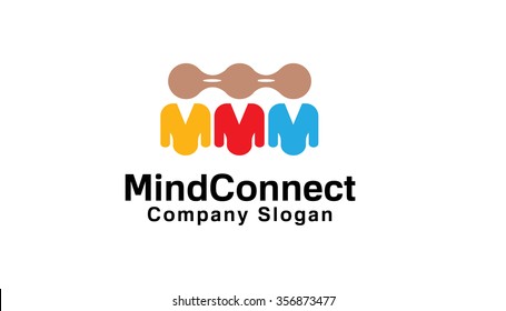 Mind Connect Three People Connection Logo Vector Symbol Design Illustration