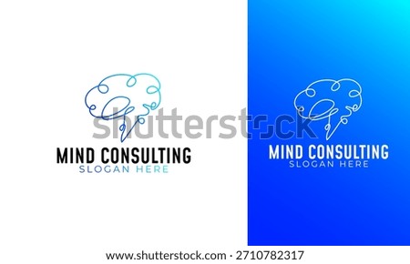Mind consulting logo design. Symbol with brain and bubble chat concept for mental health icon. Psychotherapy vector illustration