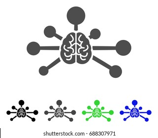 Mind Control Links flat vector icon. Colored mind control links, gray, black, blue, green icon versions. Flat icon style for web design.