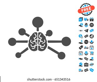 Mind Control Links gray icon with free bonus design elements. Vector illustration style is flat iconic symbols.