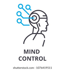 mind control thin line icon, sign, symbol, illustation, linear concept, vector 