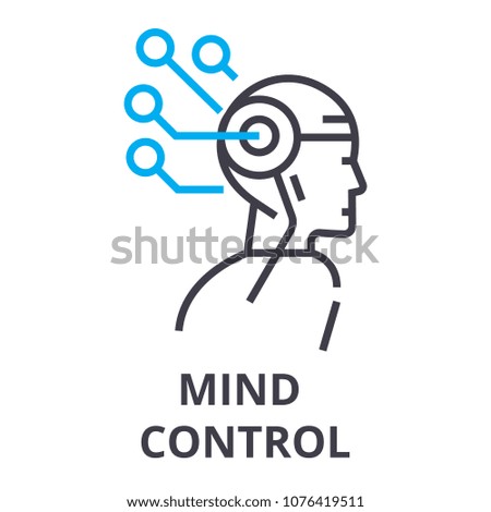 mind control thin line icon, sign, symbol, illustation, linear concept, vector 
