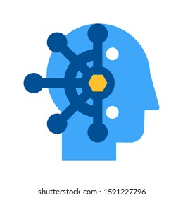Mind control, thought manipulation flat vector icon. Brainwashing, neuroscience color pictogram