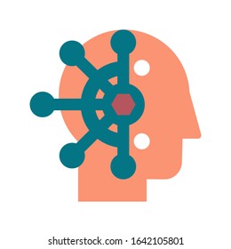 Mind control, thought manipulation flat vector icon. Brainwashing, neuroscience color pictogram