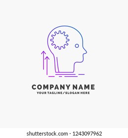 Mind, Creative, thinking, idea, brainstorming Purple Business Logo Template. Place for Tagline